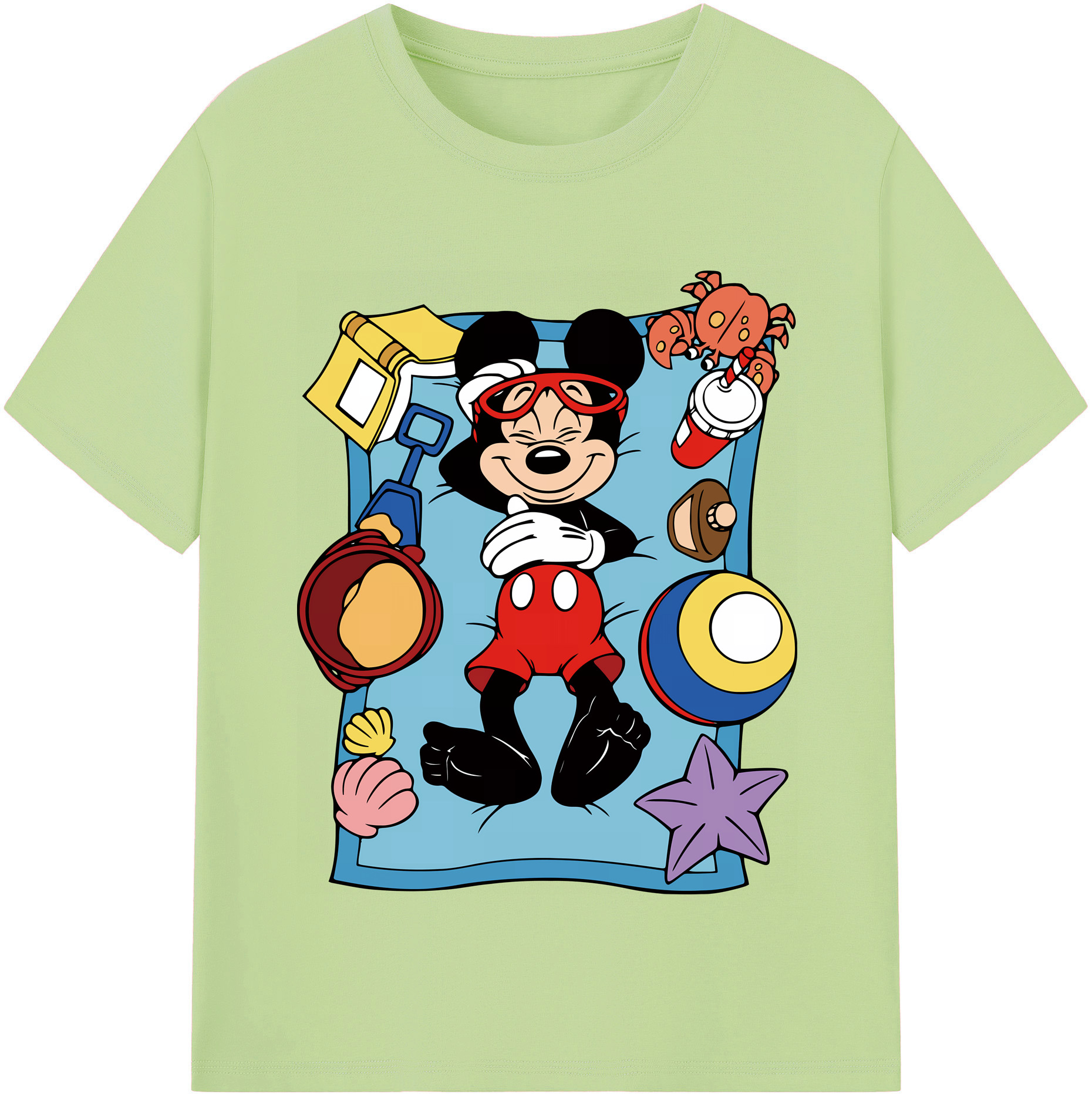 （画像用） ミッキーマウス Mickey Mouse 綿100％半袖Tシャツ（フロントプリント）
